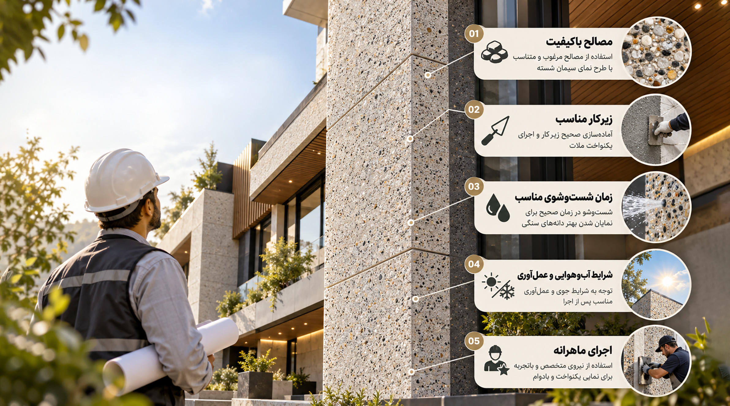نکات کلیدی اجرای نمای شسته