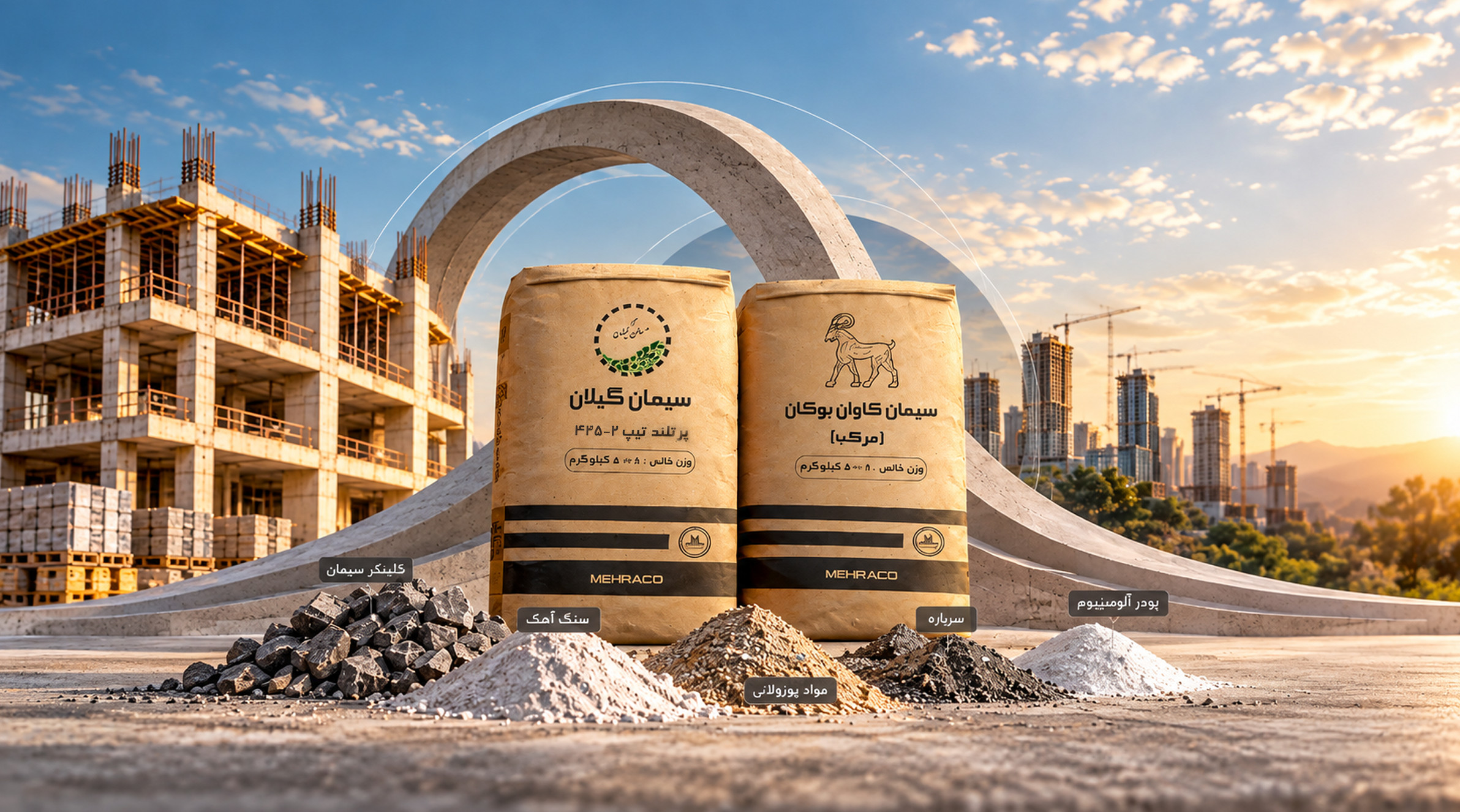 تفاوت سیمان مرکب و سیمان معمولی چیست؟ کیسههای سیمان مرکب و معمولی در کنار هم