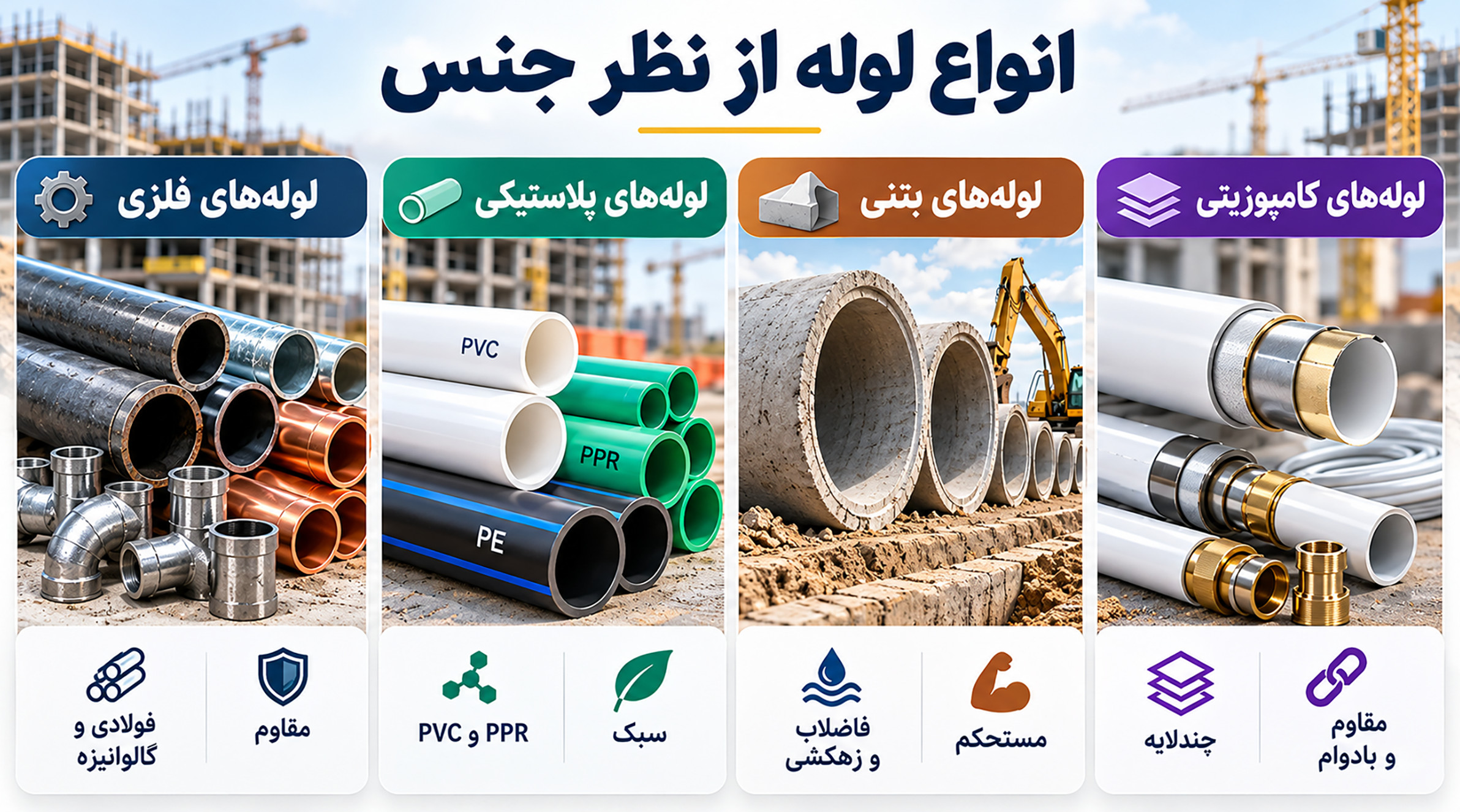 انواع لوله از نظر جنس انواع لولههای فلزی و پلیمری