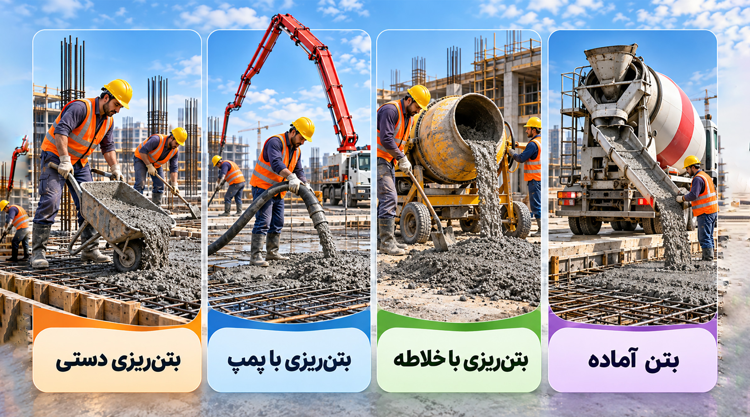 روش های رایج اجرای بتنریزی انواع روشهای اجرای بتنریزی
