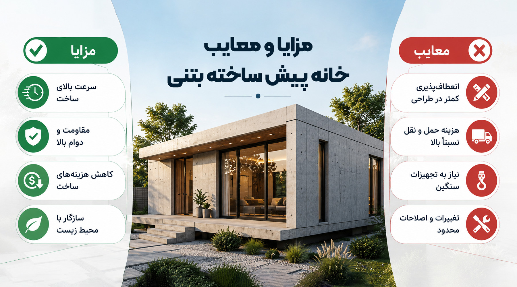 مزایا و معایب خانه‌های پیش‌ساخته بتنی