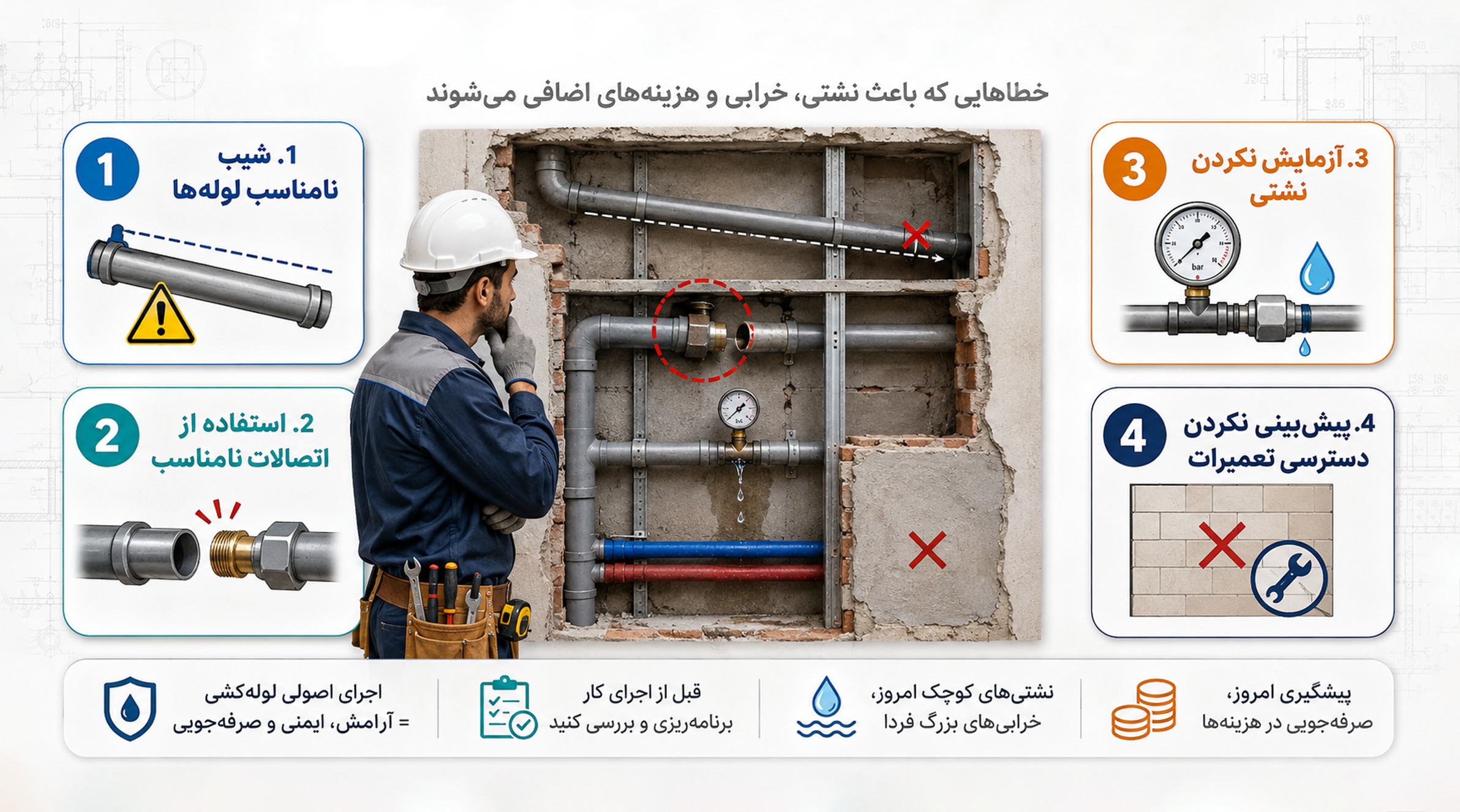 اشتباهات رایج در اجرای لوله‌کشی ساختمان