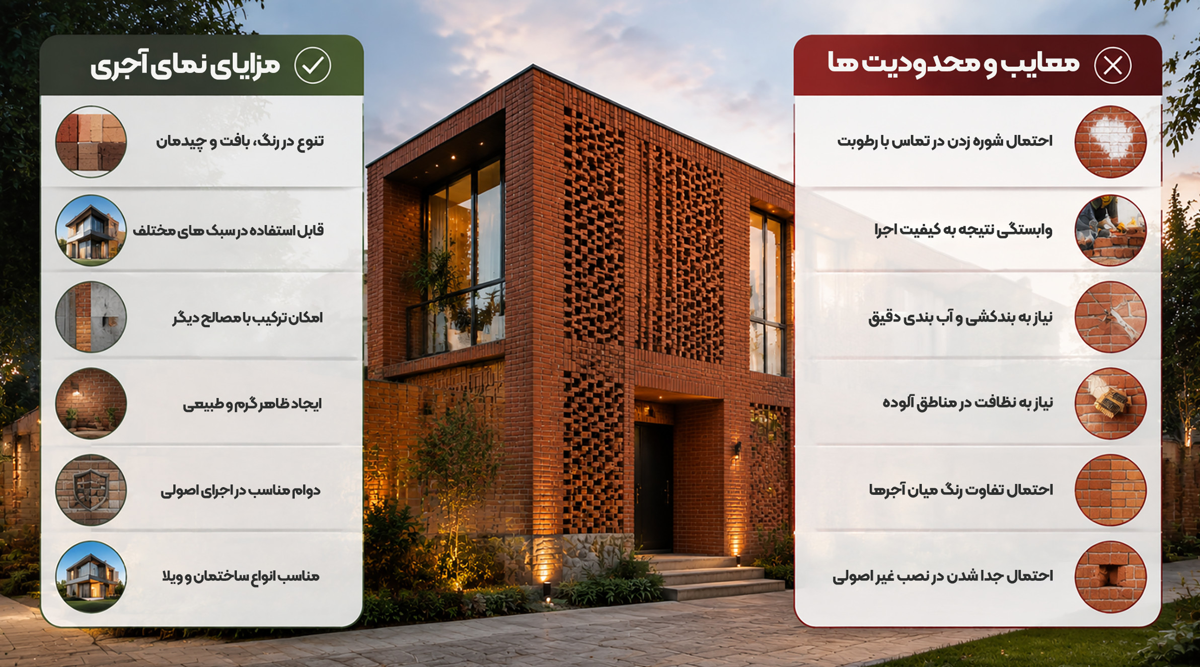 مزایا و معایب نمای آجری ساختمان