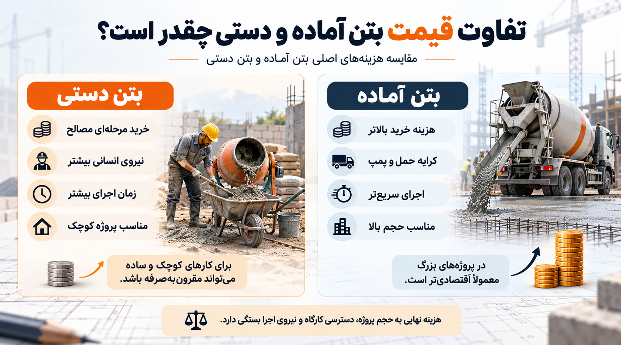 قیمت بتن آماده و دستی