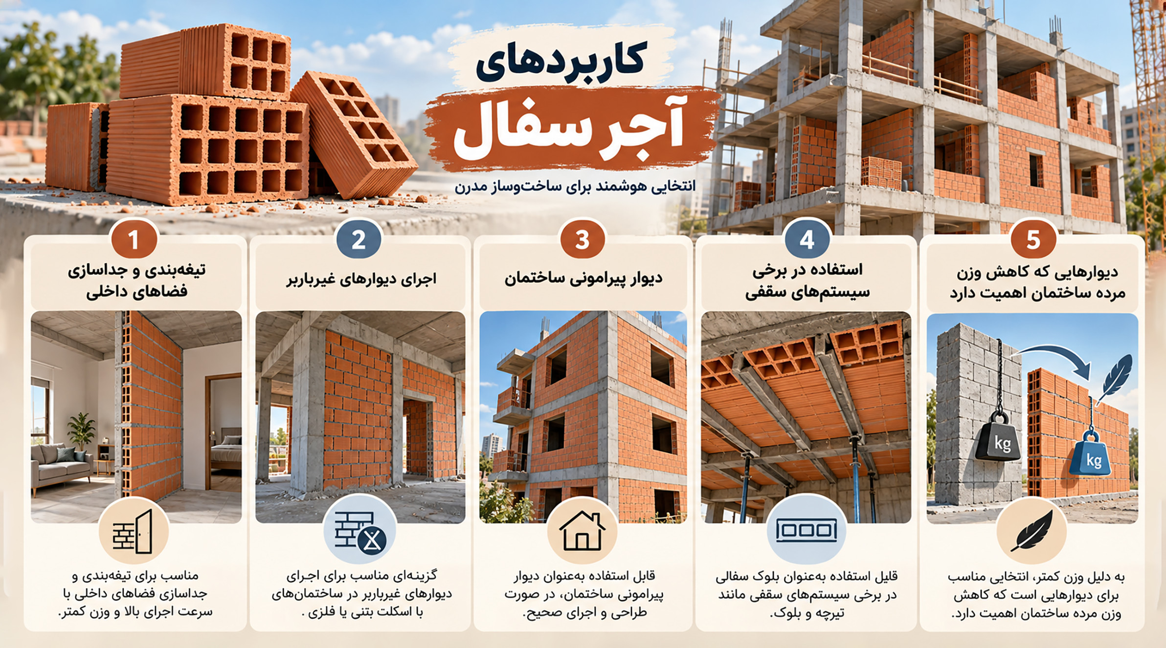 کاربردهای مختلف آجر سفال ساختمانی کاربردهای مختلف آجر سفال ساختمانی