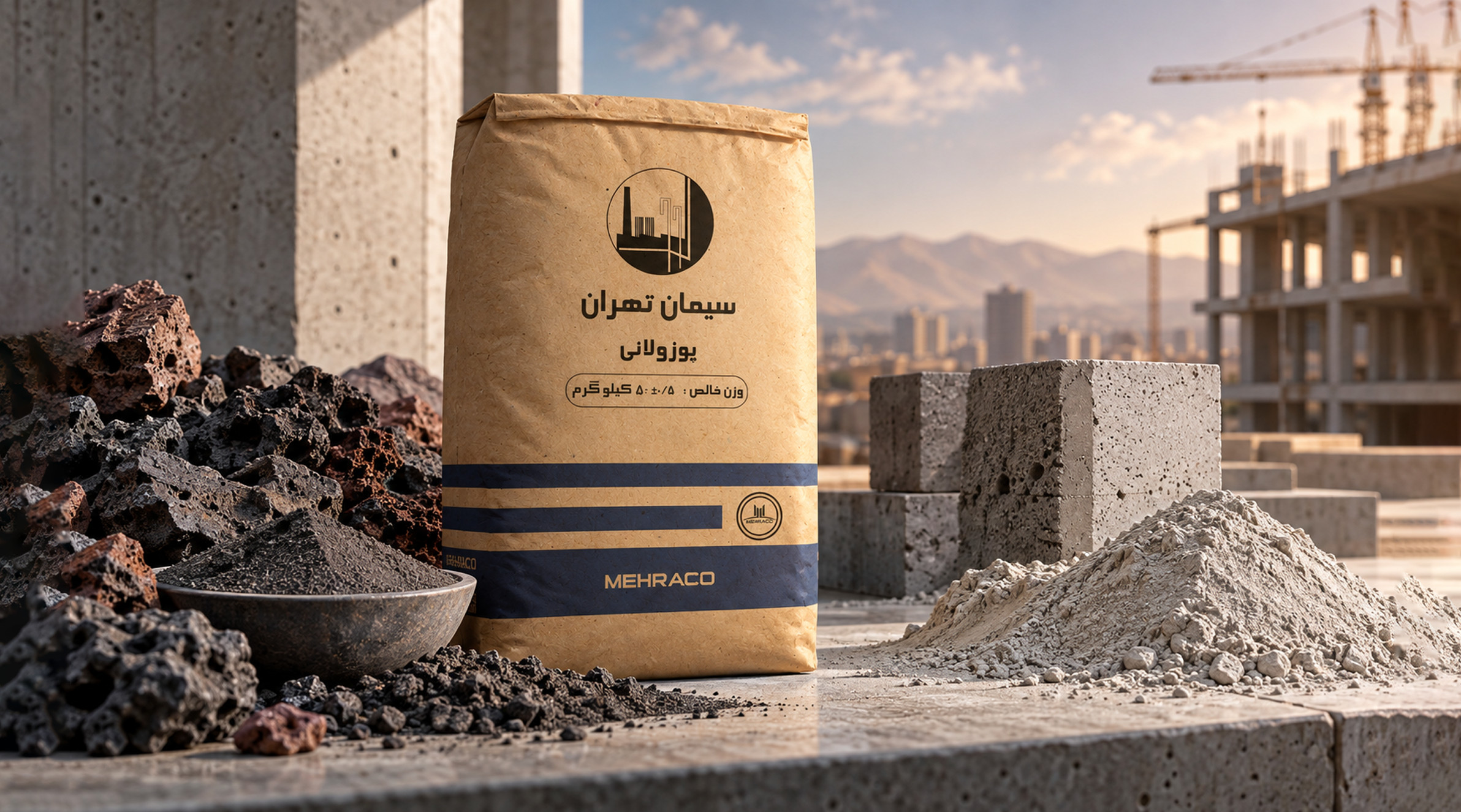 آشنایی با سیمان پوزولانی کیسه سیمان پوزولانی