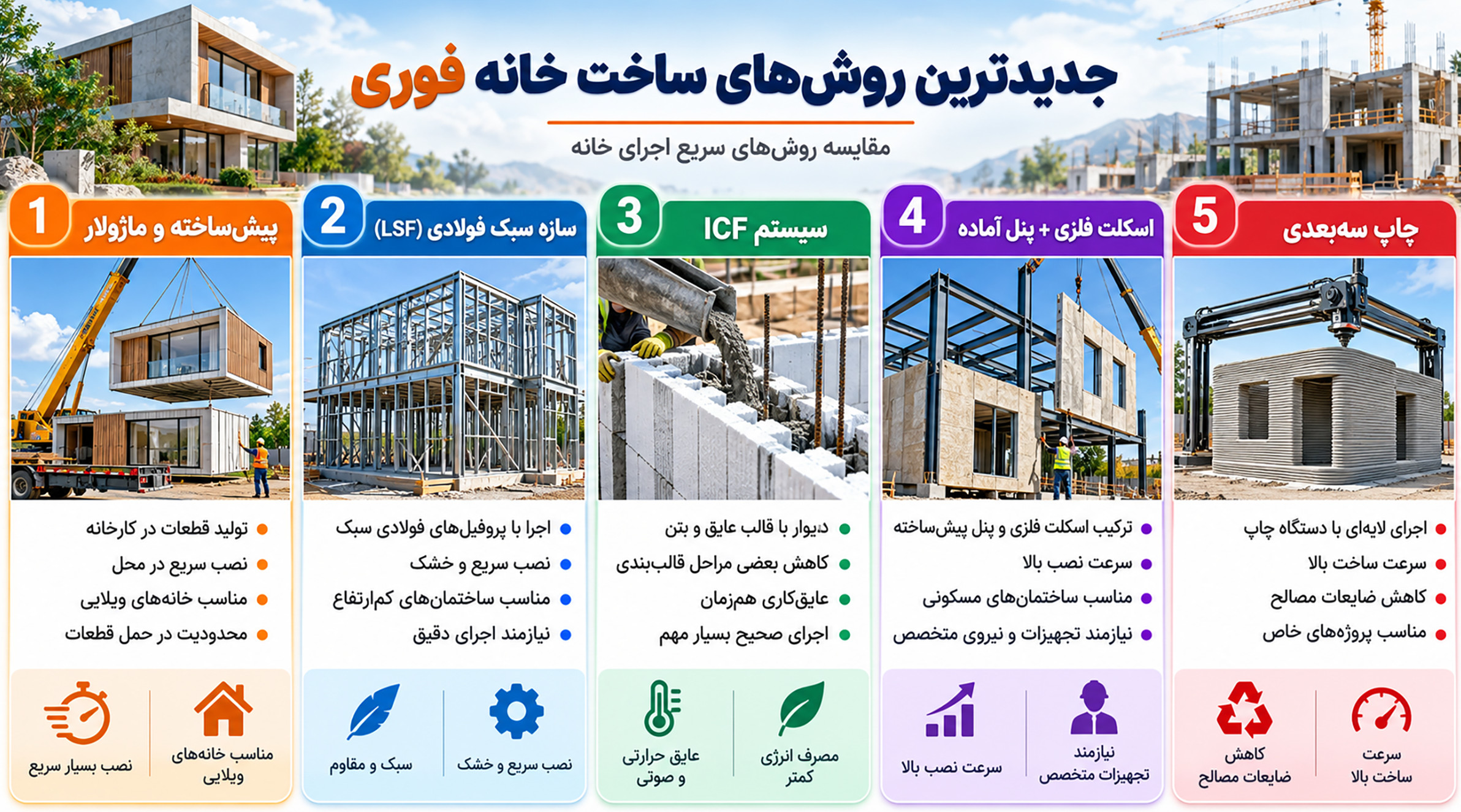 انواع روش‌های ساخت خانه فوری