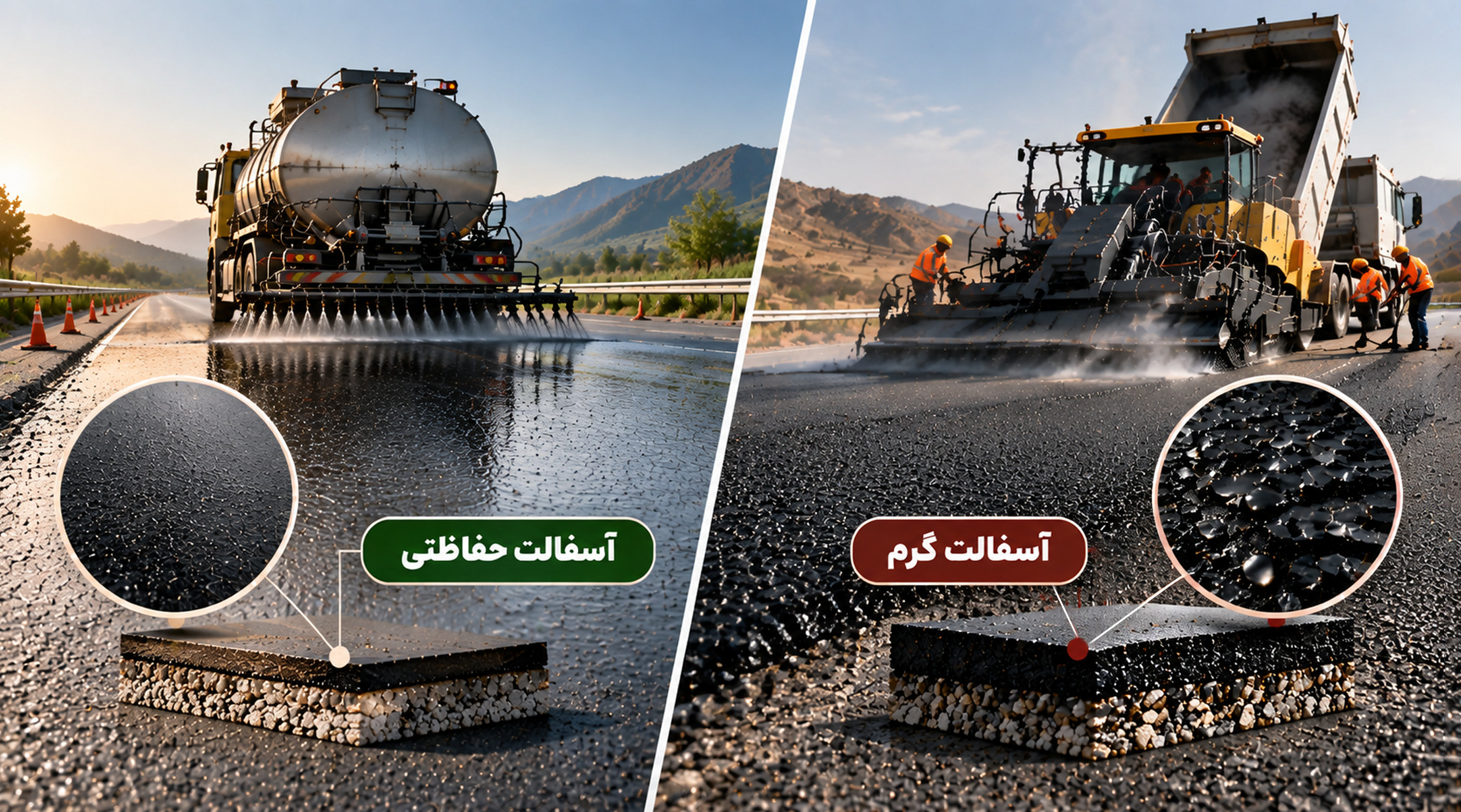 تفاوت آسفالت حفاظتی و آسفالت گرم در راه‌سازی