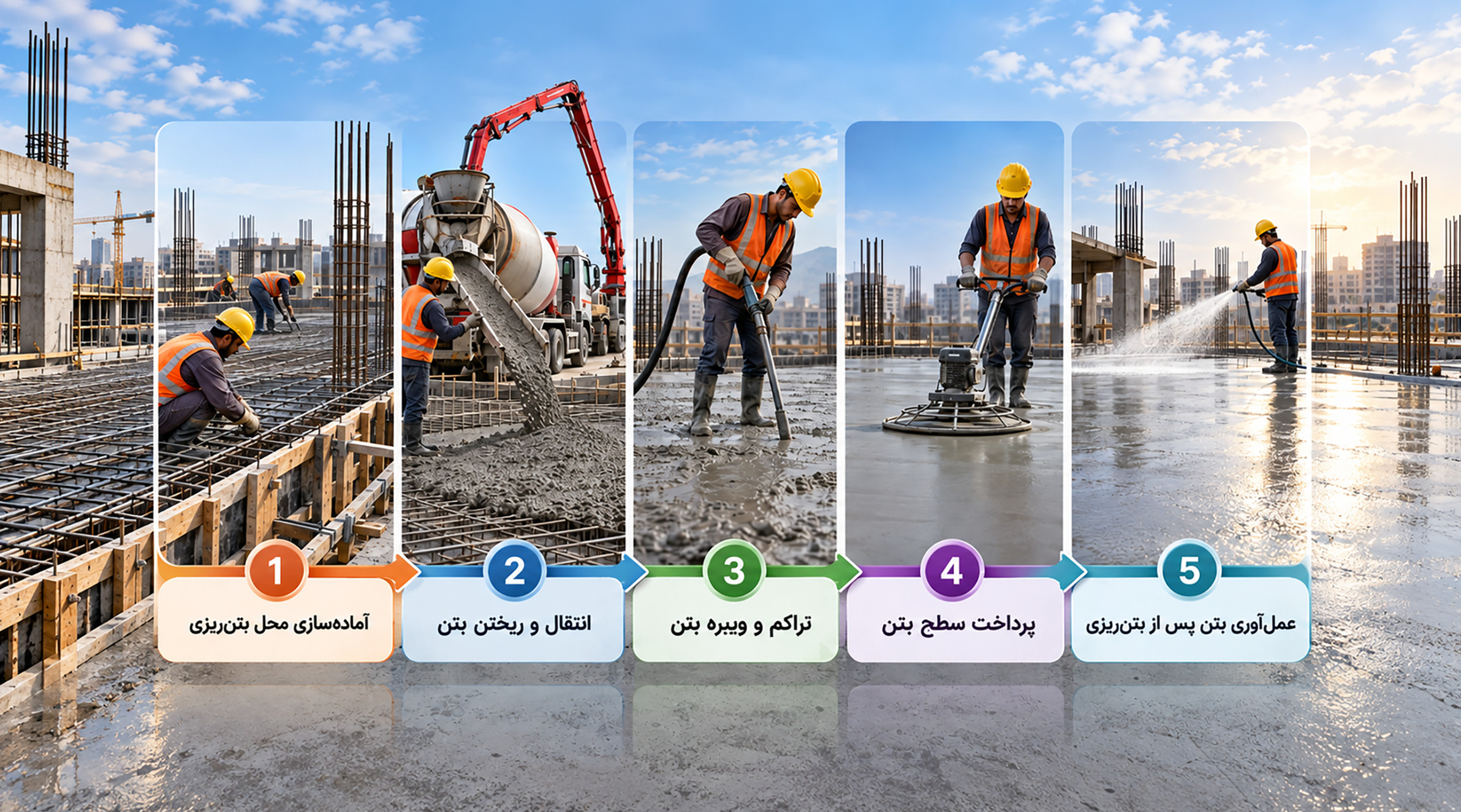 مراحل بتنریزی اصولی ساختمان مراحل اصولی بتنریزی ساختمان