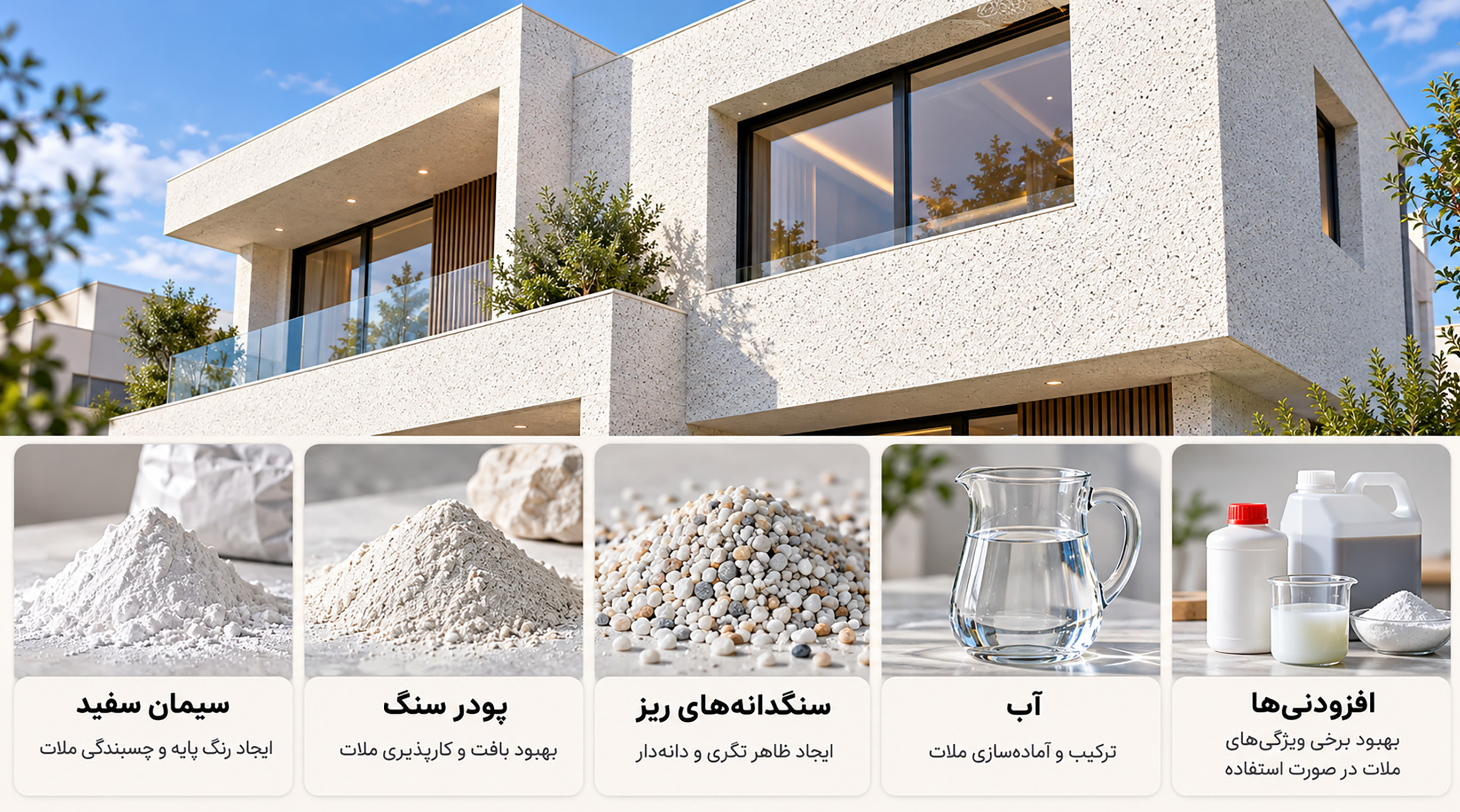 مواد تشکیل‌دهنده نمای تگری سفید