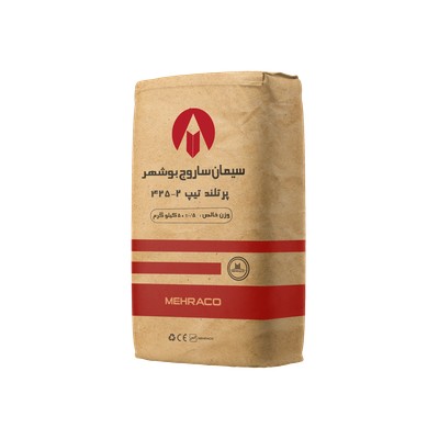 سیمان تیپ 2-425 ساروج بوشهر 50 کیلویی نمای سه رخ