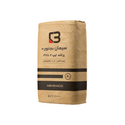 سیمان تیپ 2-425 بجنورد 50 کیلویی نمای سه رخ
