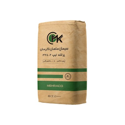 سیمان تیپ 2-425 توسعه ماهان کرمان کیسه 50 نمای سه رخ